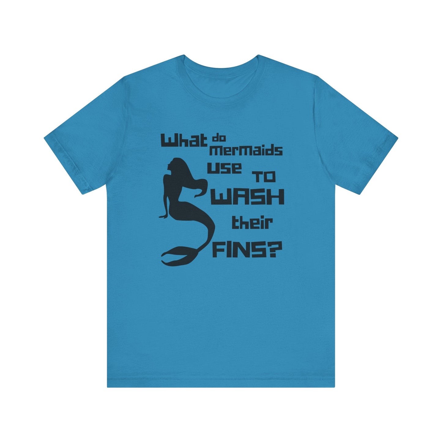 What Does a Mermaid Use to Clean Her Fins? - Funny Shirt - Dad Joke - Gift Shirt - Bella + Canvas 3001 Dad Joke Shirt - Nerdy by Nature